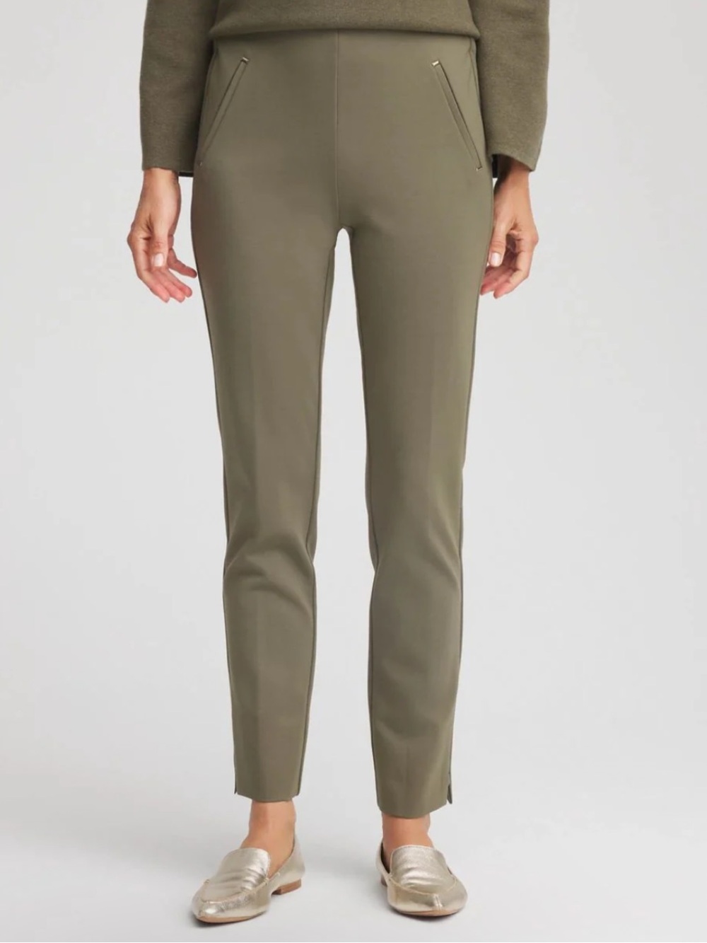 Chico's Juliet Olive Green Slim Trim Ankle Pants Size 10P